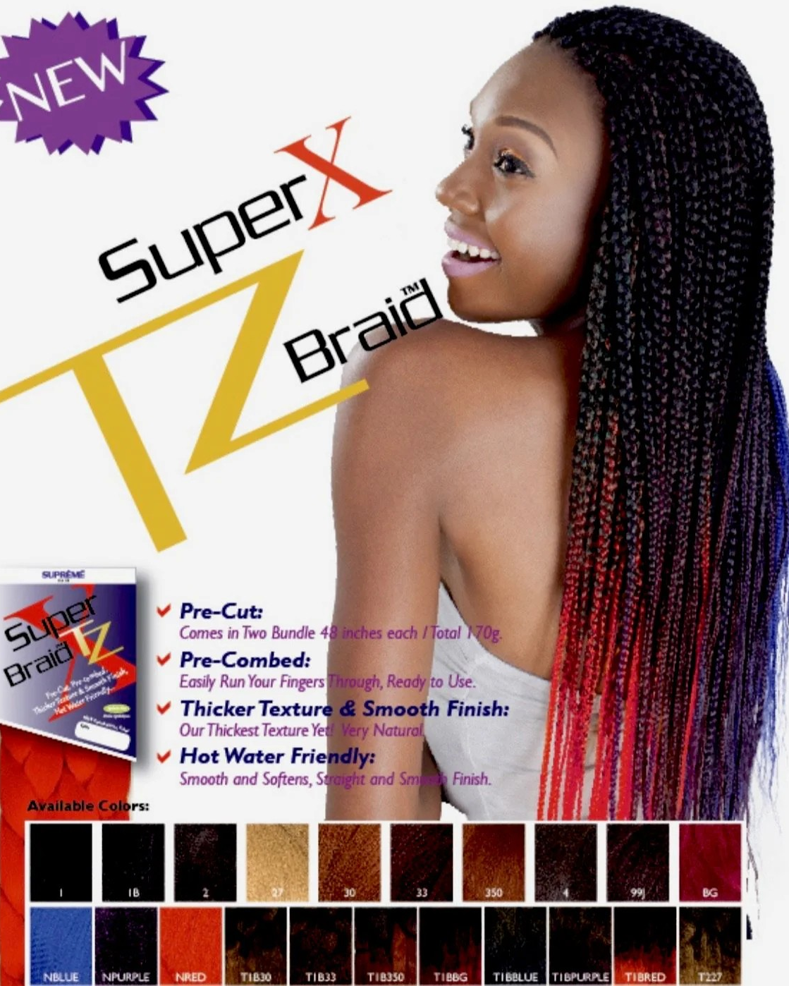teebs 3枚 Super X TZ4 Teased-4 Bundles/Pack Braid 3T42730 | Precision Hair